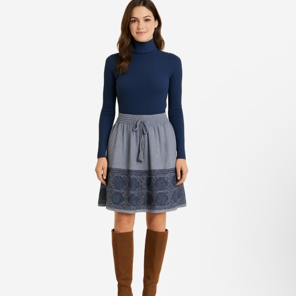 J. Crew, Zafrina Embroidered chambray Women's Skirt, Size L - Picture 2 of 7